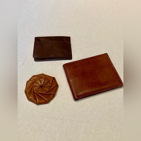 Vintage Leather Coin Purse Change Pouch Spiral Squeeze Twisted Pinwheel Brown - Picture 1 of 16